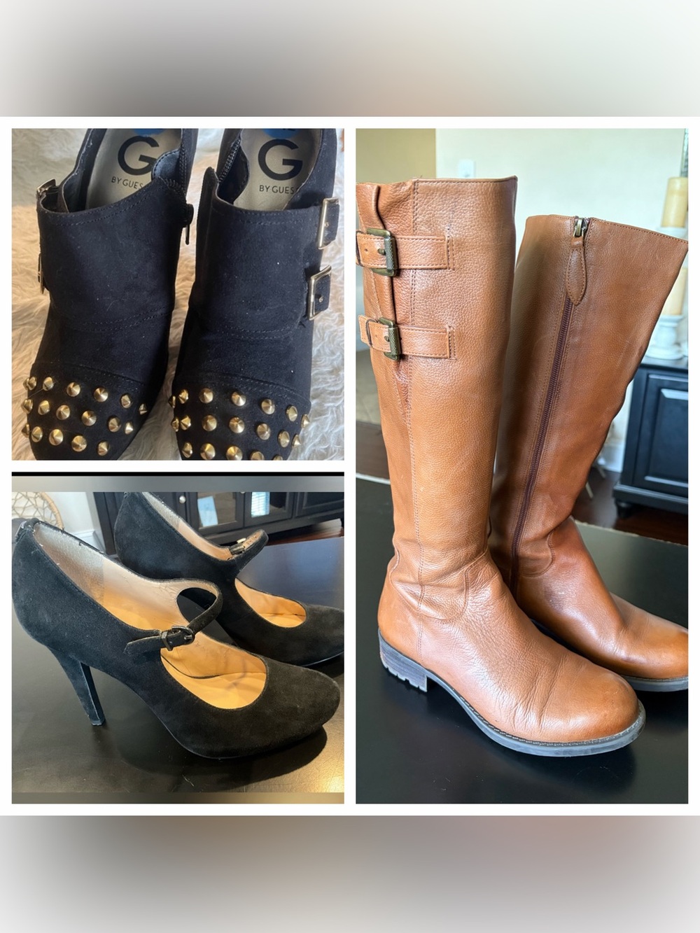 Vintage Guess Black Heels and Booties and tall riding boots